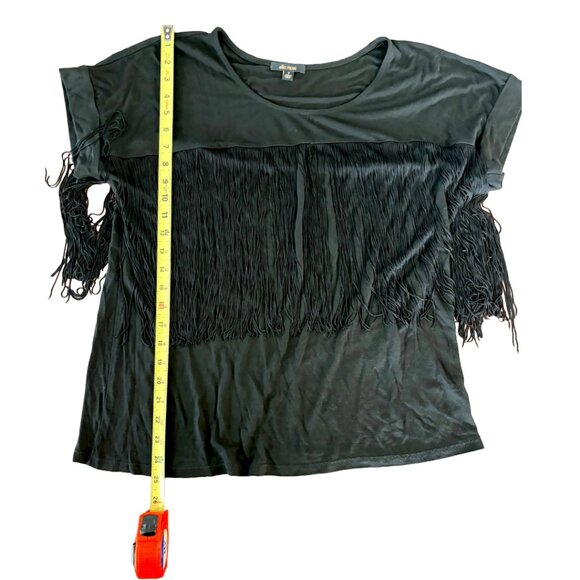 Ella Moss Black Fringe Top - Boho Luxe Statement Piece Size M - Picture 9 of 11